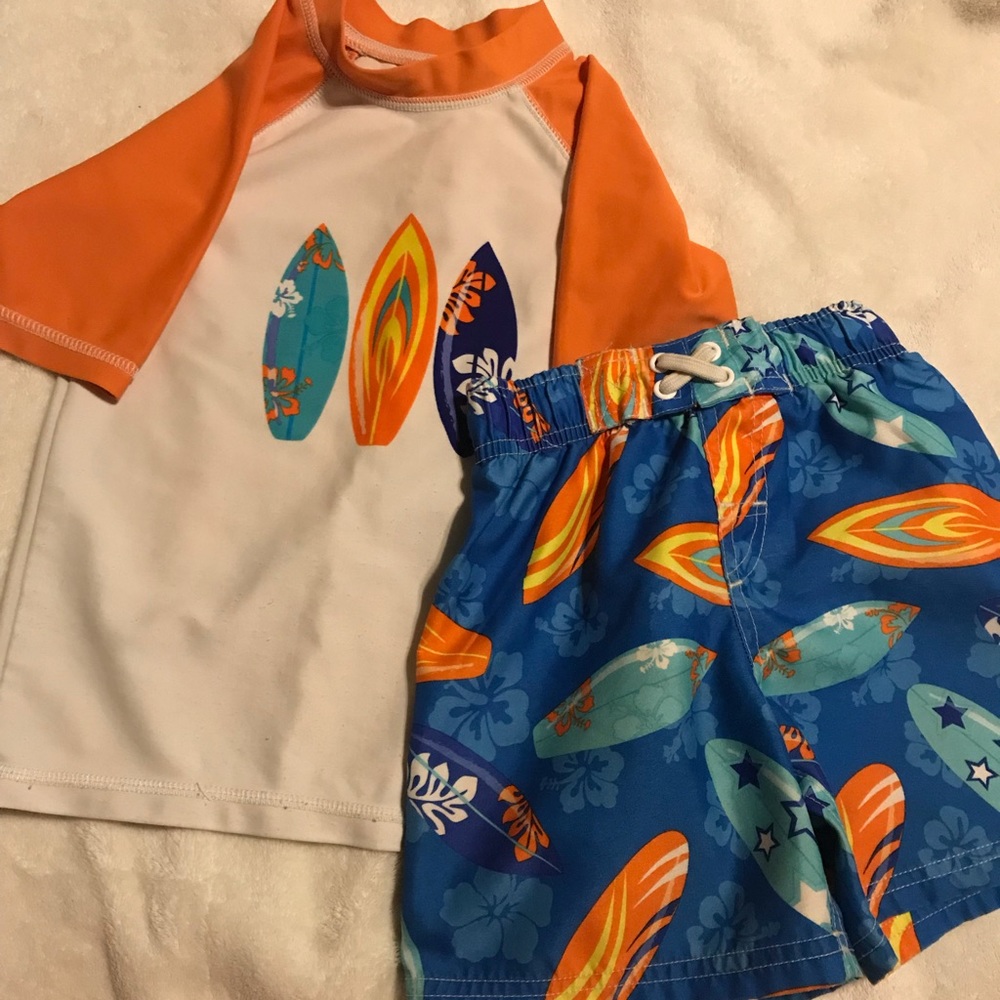 Boys size 2T swim shirt and swim shorts
